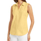 Charter Club Women's Cotton Pique Sleeveless Shirt Yellow Size 8