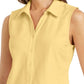 Charter Club Women's Cotton Pique Sleeveless Shirt Yellow Size 8