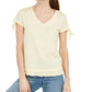 Style & Co Women's Tie Sleeve Ruffled Top Yellow Size X-Small