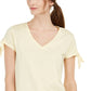 Style & Co Women's Tie Sleeve Ruffled Top Yellow Size X-Small