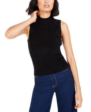 Bar III Women's Becca Tilley x Mock Neck Sweater Tank Top Black Size Large