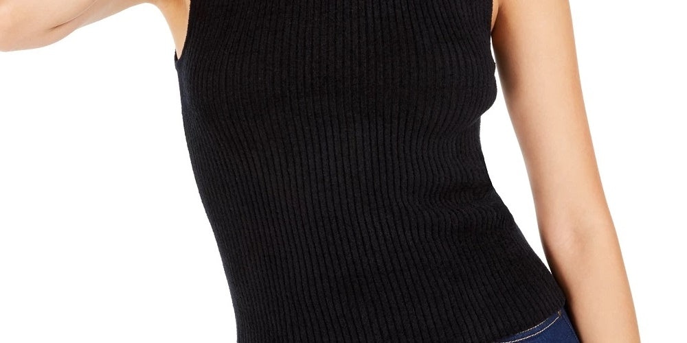 Bar III Women's Becca Tilley x Mock Neck Sweater Tank Top Black Size Large