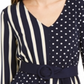 Alfani Women's Tie Polka Dot 3/4 Sleeve Blouse Party Top Blue Size Petite Small