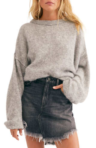 Free People Women's Angelic Balloon Sleeve Sweater  Gray Size X-Small