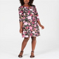 Karen Scott Women's Printed Scoop Neck Dress Black multi Size Petite S