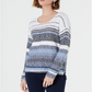 Style & Co Women's Striped Drop Shoulder Sweater Blue Size Petite S