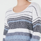 Style & Co Women's Striped Drop Shoulder Sweater Blue Size Petite S