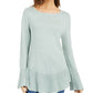 Style & Co Women's Ruffle Hem Knit Sweater Green Size Medium