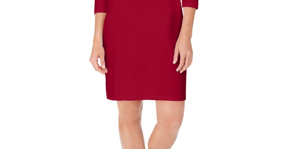 Karen Scott Women's Sport Cotton Hardware Dress Red Size Small