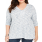 Style & Co Women's Plus Space Dye Sweater Knit Tunic Blue Size 0X