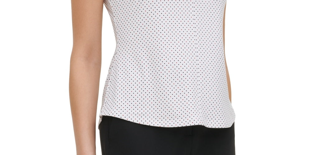 Tommy Hilfiger Women's Sleeveless Polka Dot Print Top White Size X-Large