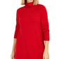 Style & Co Women's Exposed Seam Mock Neck Tunic Sweater Red Size Small