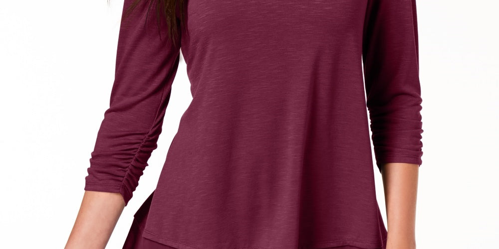 Style & Co Women's Chiffon Hem Top Purple Size Small