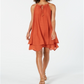 Style & Co Women's Tiered Mini Party Dress Orange Size X-Small