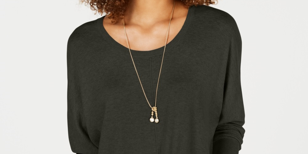 Style & Co Women's Tie Front Sweater Gray Size Large