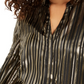 Alfani Women's Metallic Stripe Blouse Black Size Large