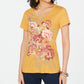 Style & Co Women's Floral Graphic V Neck Top Yellow Size X-Small