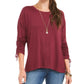 Style & Co Women's Drawstring Tie Cuff Top Red Size X-Small