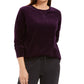 Karen Scott Women's Sweatshirt Velour Pullover Purple Size Petite Large