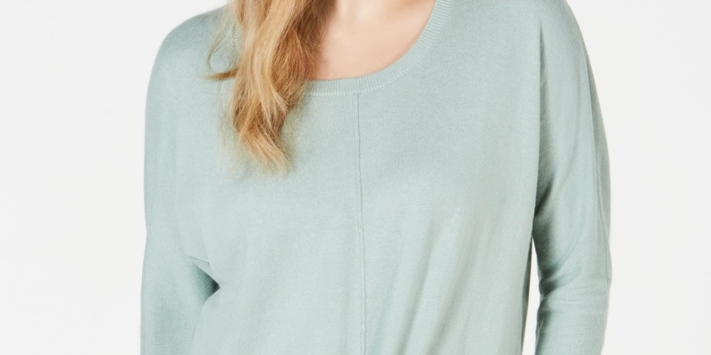 Style & Co Women's Tie Front Sweater Green Size X-Small