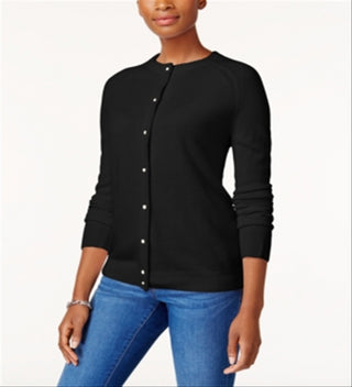 Karen Scott Women's Luxsoft Button Cardigan Black Size Petite XL