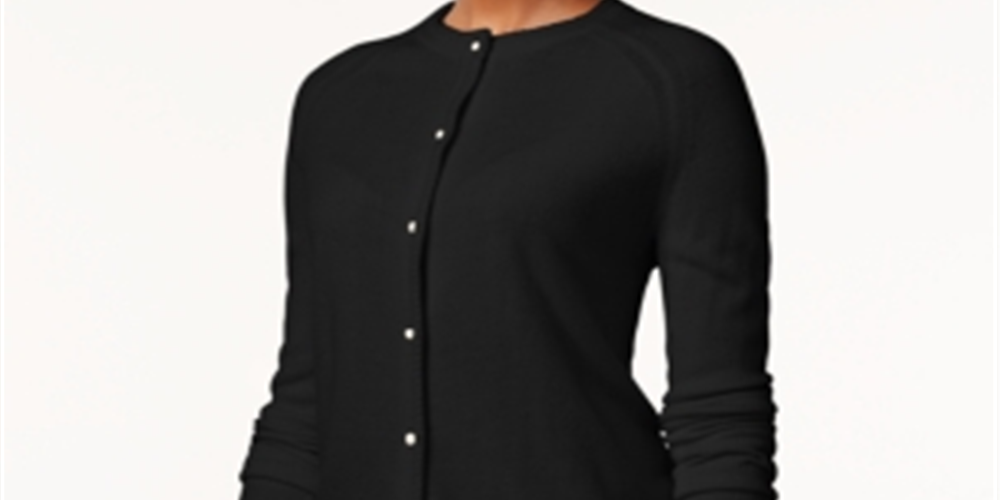 Karen Scott Women's Luxsoft Button Cardigan Black Size Petite XL