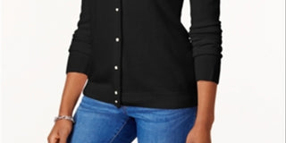 Karen Scott Women's Luxsoft Button Cardigan Black Size Petite XL
