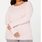 Ideology Women's Plus Graphic Strappy Back Top Pink Size 1X