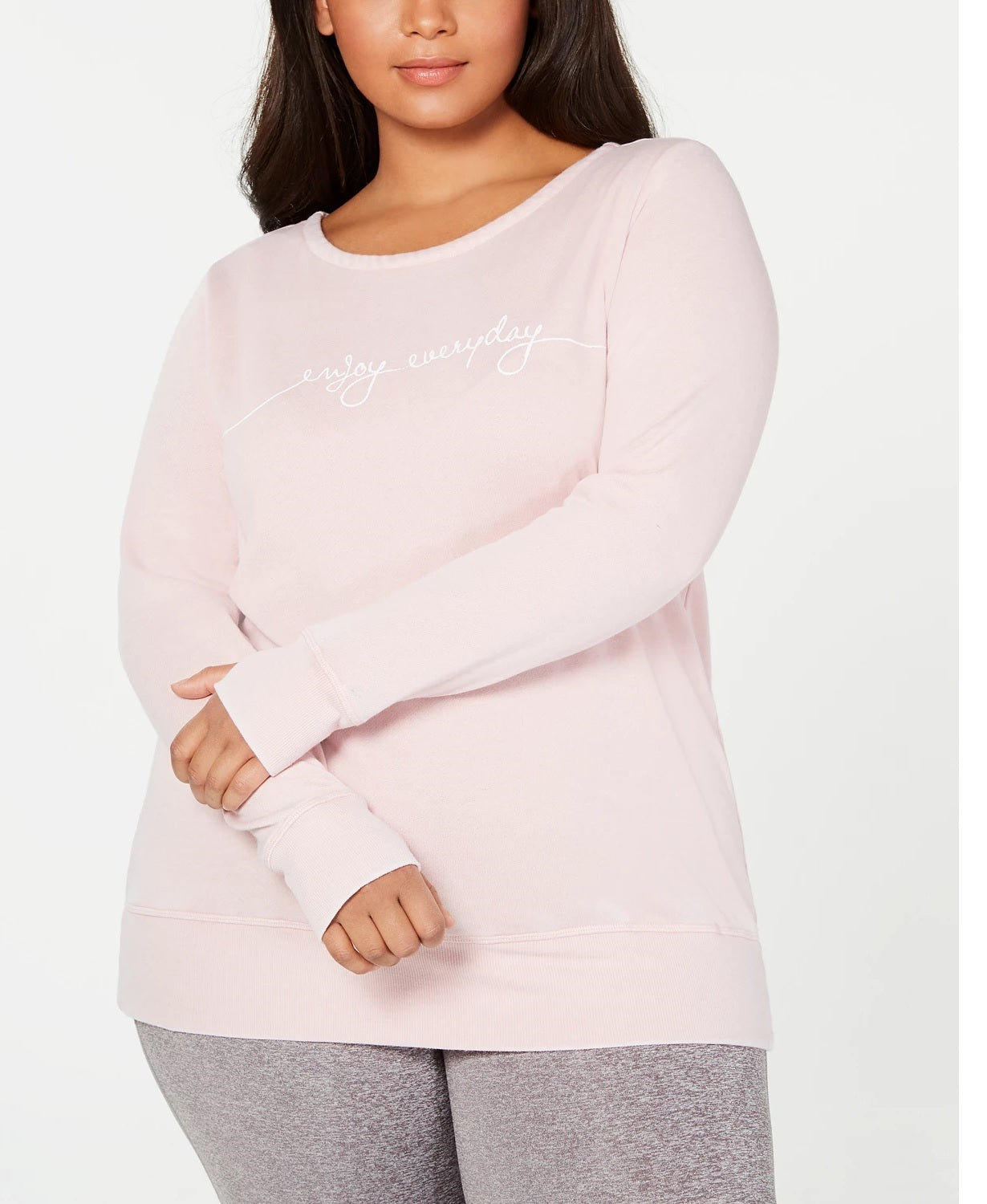 Ideology Women's Plus Graphic Strappy Back Top Pink Size 1X