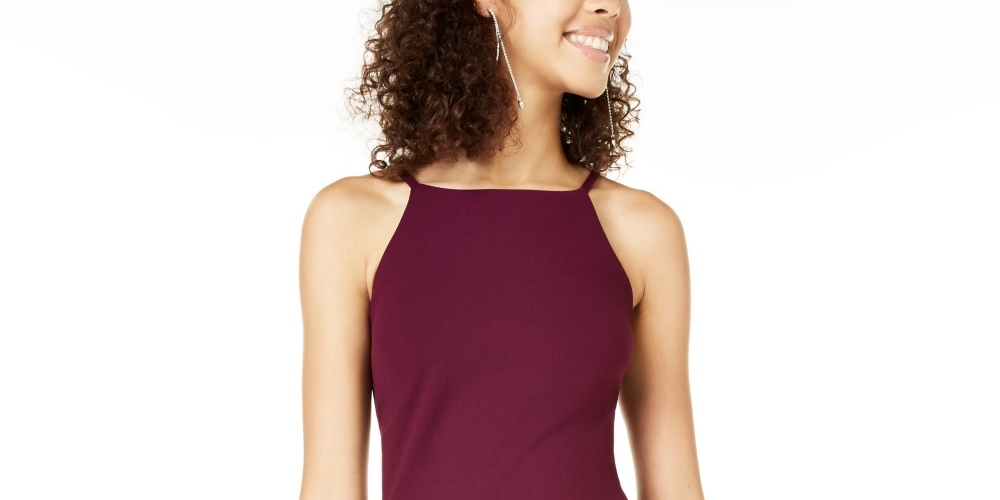 BCX Junior's Asymmetrical Hem Rhinestone Dress Red Size Small