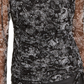 INC International Concepts Women's Fitted Paisley Long Sleeve Jewel Neck Top Black Size X-Small