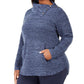 Style & Co Women's Plus Kangaroo Pocket Button Trim Pullover Sweater Blue Size 0X
