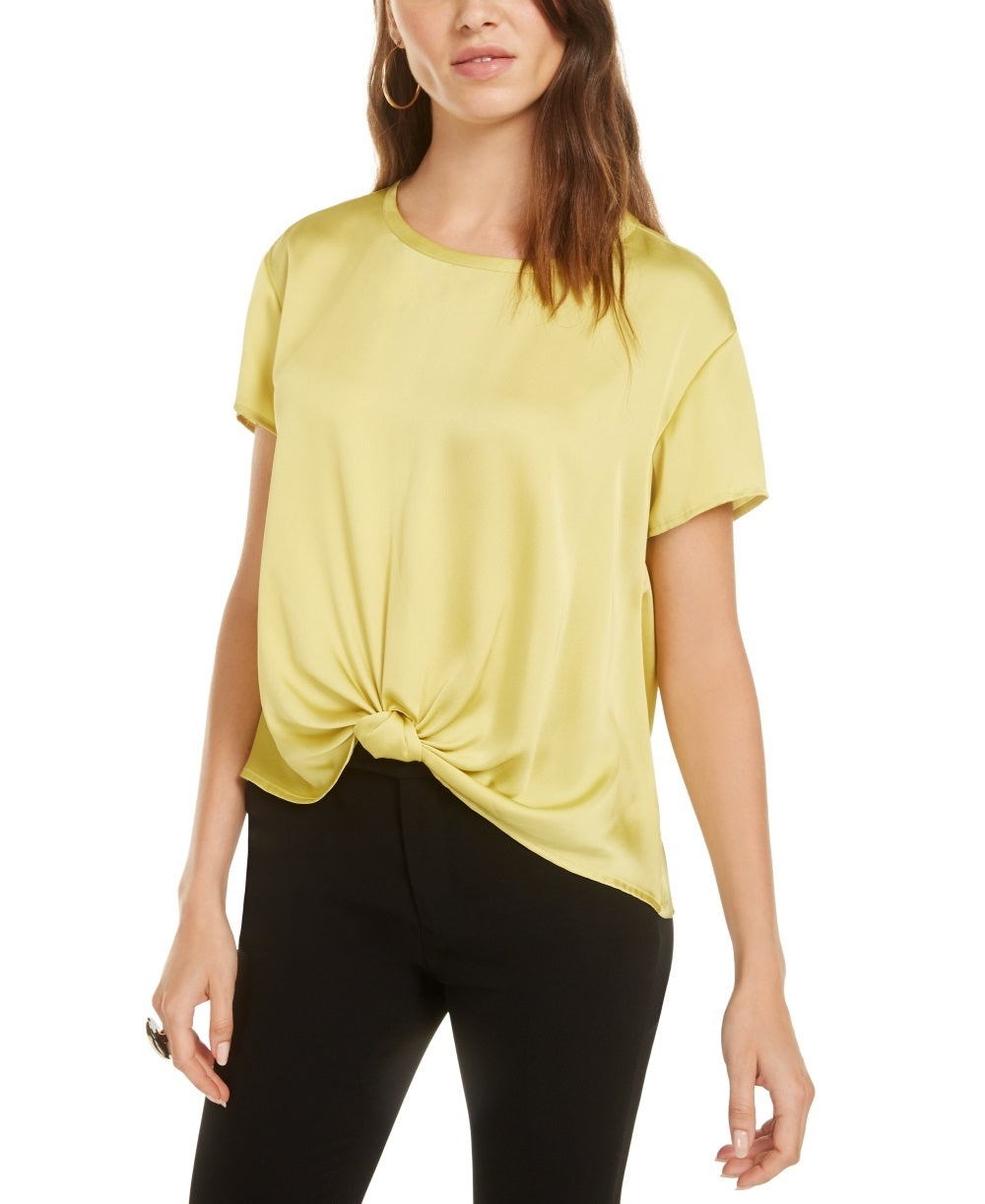 Bar III Women's Twist Front Top Yellow Size XX-Large