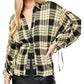 Free People Women's Snap up Front Plaid Long Sleeve Collared Top Black Size Large