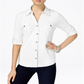 Style & Co Women's Jersey Utility Shirt White Size Petite M