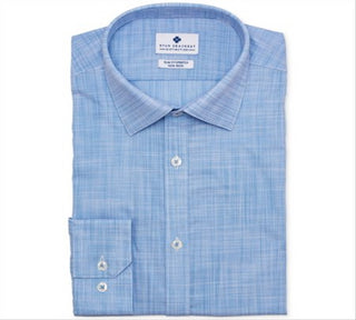 Ryan Seacrest Distinction Men's Slim Stretch Non Iron Dress Shirt Blue Size 18