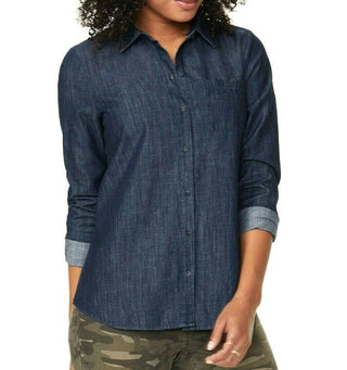 NYDJ Women's Chambray a Line City Shirt Blue Size M