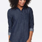 NYDJ Women's Chambray a Line City Shirt Blue Size M