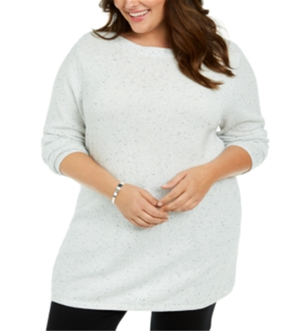 Karen Scott Women's Plus Curved Hem Tunic White Size 0X