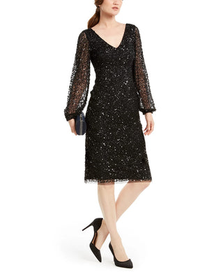 Adrianna Papell Women's Sequin Cocktail Dress Black Size 6