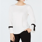 Charter Club Women's Tie Detail Sweater Cloud Size -Petite L