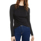 Bar III Women's Ruched Crossover Top Black Size Small