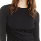 Bar III Women's Ruched Crossover Top Black Size Small
