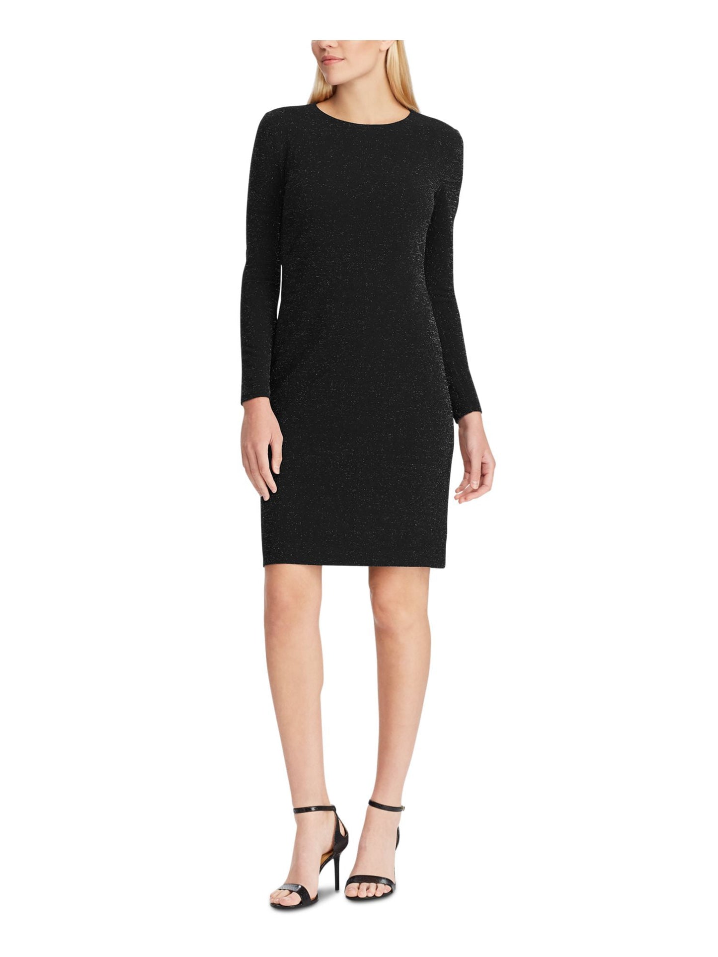 Ralph Lauren Women's Long Sleeve Knee Length Body Con Evening Dress Black Size 6