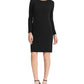 Ralph Lauren Women's Long Sleeve Knee Length Body Con Evening Dress Black Size 6