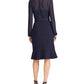 Ralph Lauren Women's Long Sleeve Knee Length Fit Flare Evening Dress Blue Size 10