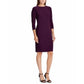 Ralph Lauren Women's 3/4 Sleeve Jewel Neck Above The Knee Sheath Wear To Work Dress All Purple Size 4 Petites