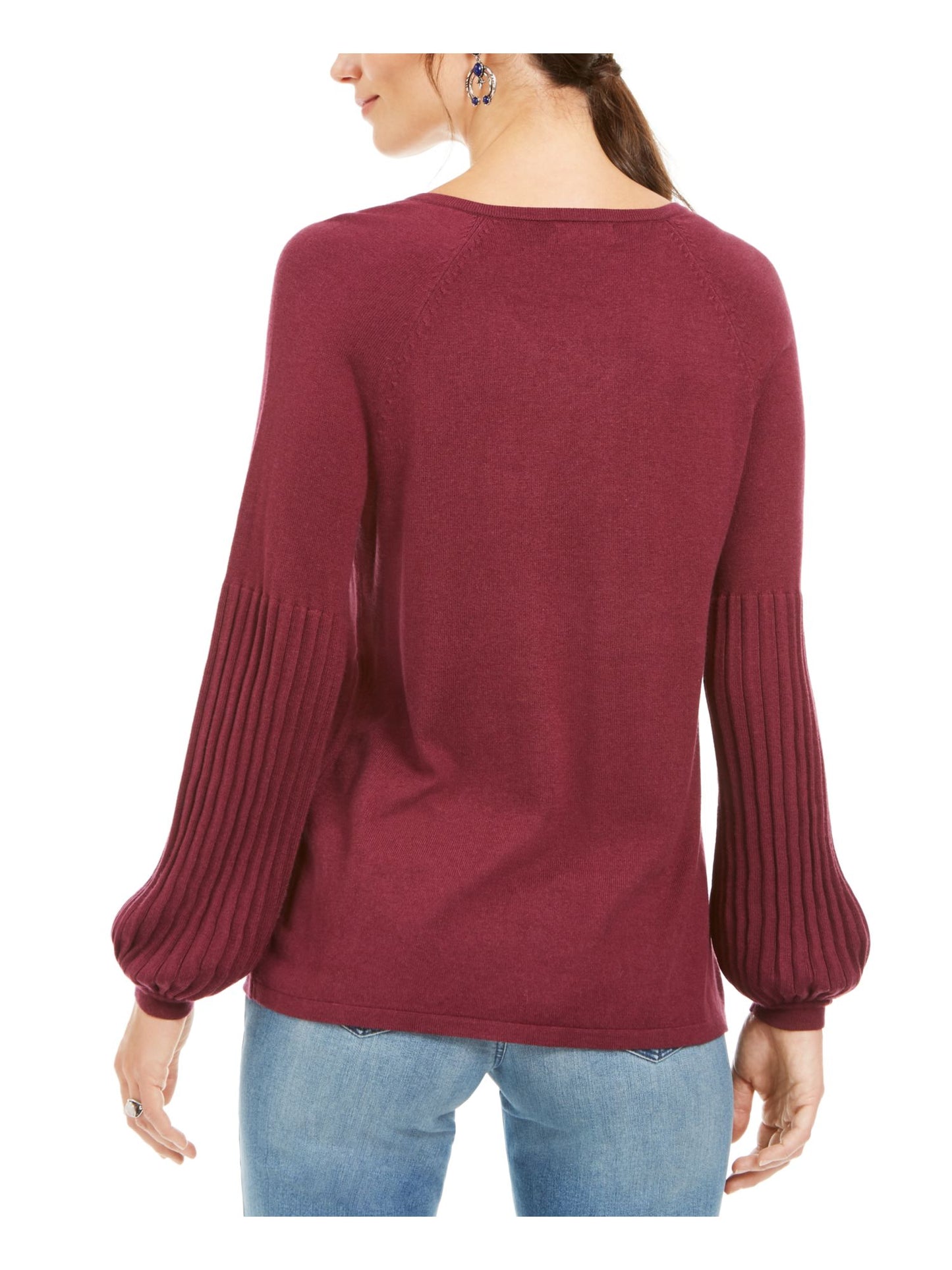 Style & Co Women's Long Sleeve V Neck Sweater Red Size Petite Small