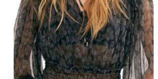 Free People Women's Twyla Printed Top Black Charcoal Size Large