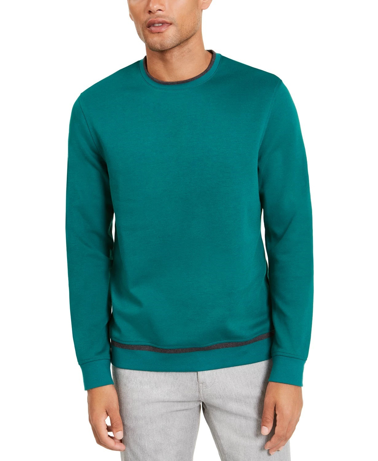 Alfani Men's Knit Long Sleeves Crew Sweatshirt Green Size Small